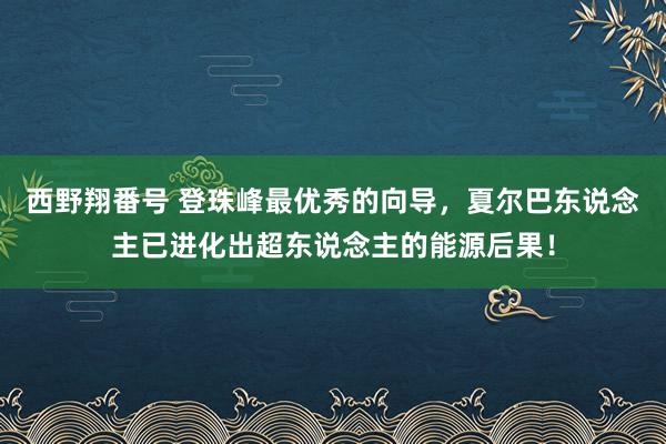 西野翔番号 登珠峰最优秀的向导,夏尔巴东说念主已进化出超东说念主的能源后果!