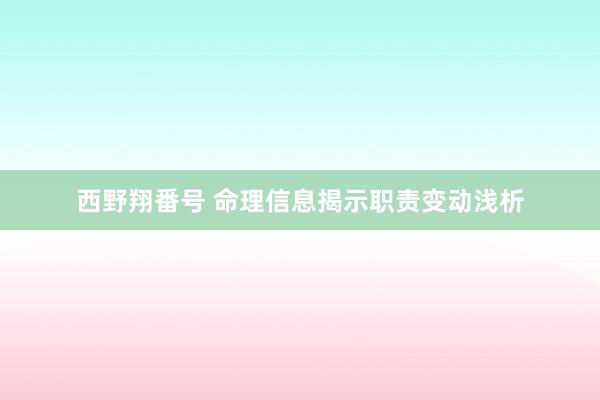 西野翔番号 命理信息揭示职责变动浅析